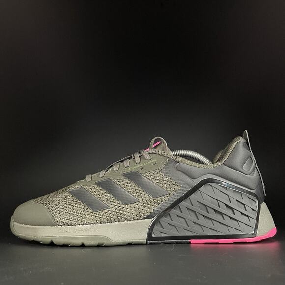 Adidas Dropset 3 Men’s 10.5 Olive Pink Athletic Powerlifting Shoe Gym ID8630 NEW - Picture 1 of 9
